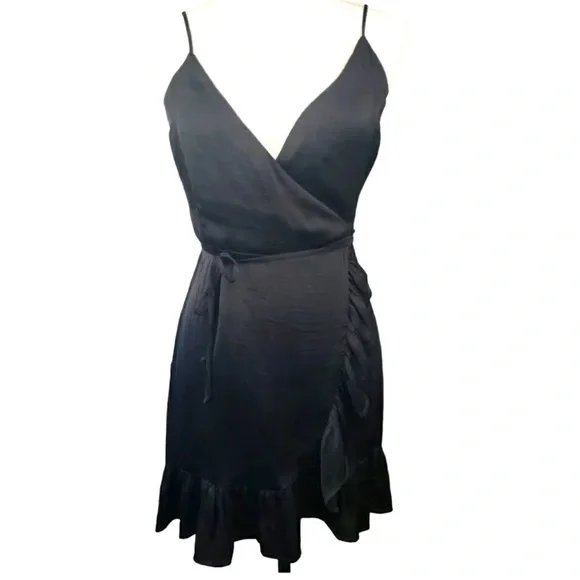 free people black satin dress Free People cooper satin midi slip dress in black